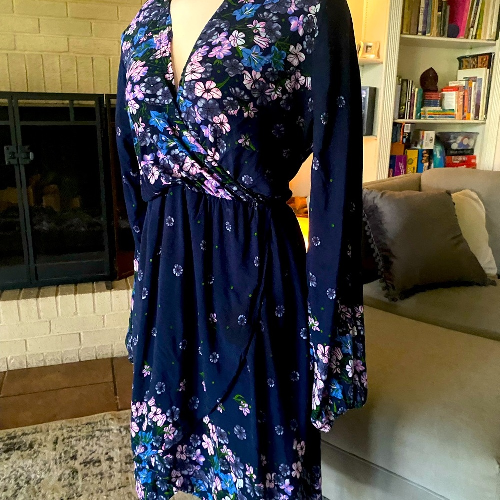 Blue Flowery Boho dress with sweep skirt